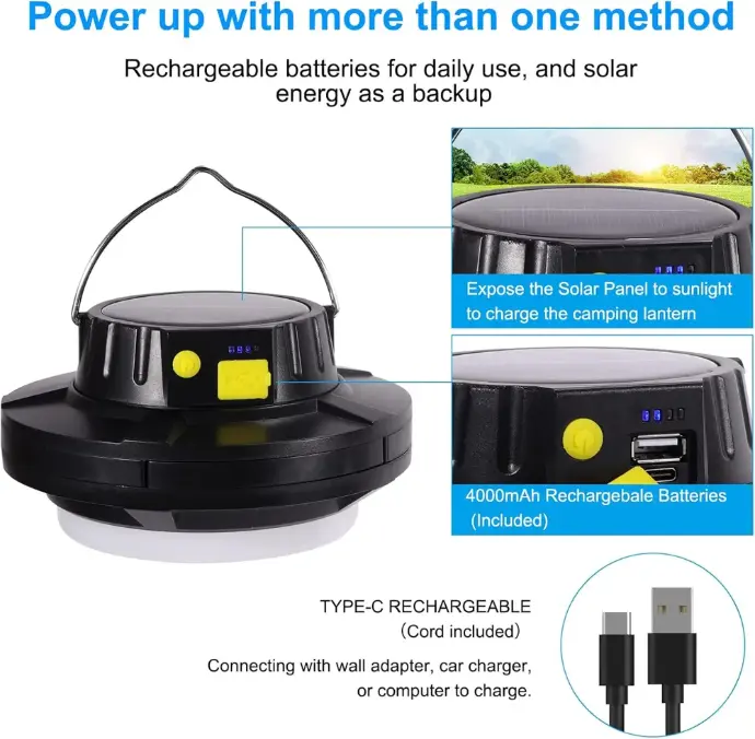 اضائة بالطاقة الشمسية مع شاحن متنقل بمنفذ يو اس بي  